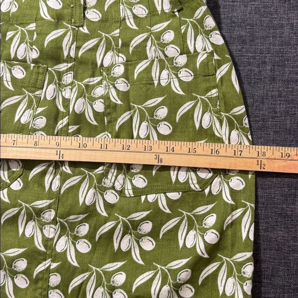 New Anthropologie The Colette Linen Mini Skirt Printed High Rise Green White XS - Picture 12 of 12